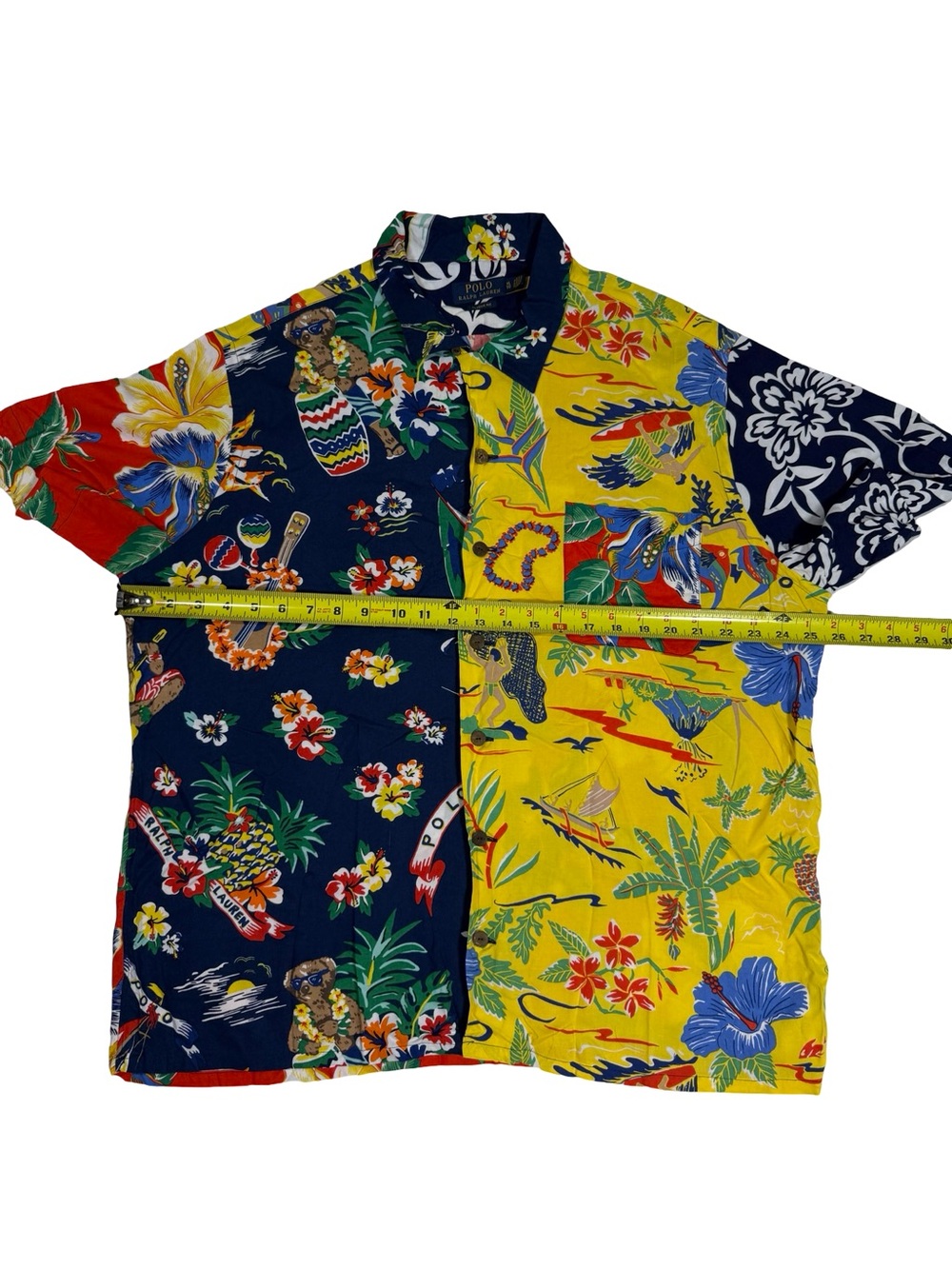 Polo Ralph Lauren Sz XL Patchwork Hawaiian Camp Shirt Tropical Polo Bear Classic - Picture 4 of 8